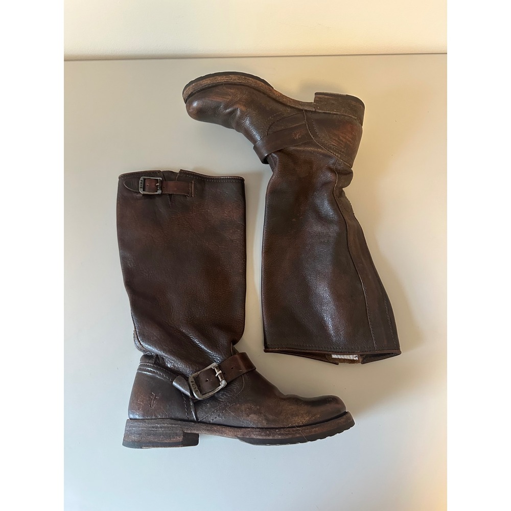 Frye Engineer 12R Boots in Dark Brown Leather | Size 7